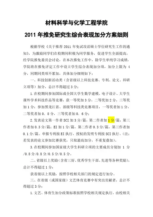 哈工程保研加分细则