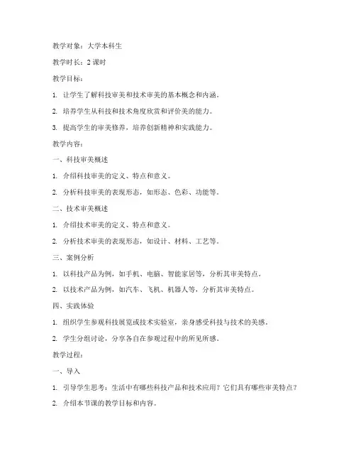 大学美育科技审美和技术审美教案