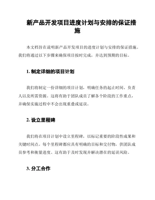 新产品开发项目进度计划与安排的保证措施