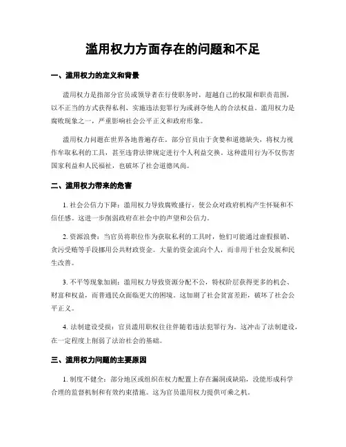 滥用权力方面存在的问题和不足 (3)