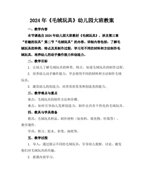 2024年《毛绒玩具》幼儿园大班教案