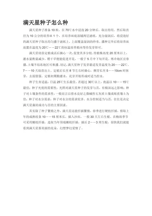 满天星种子怎么种