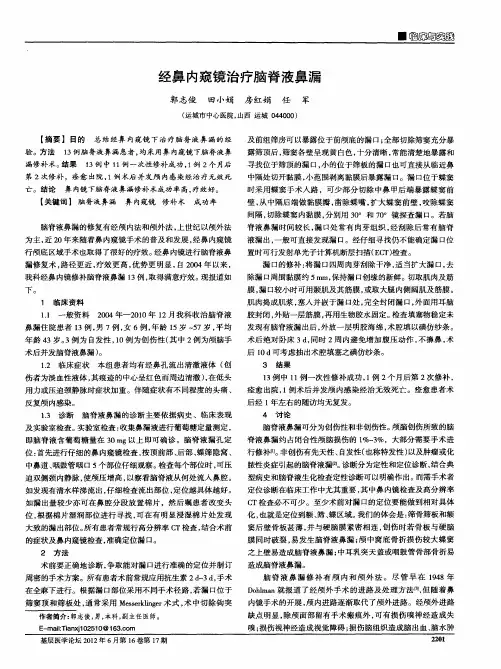 经鼻内窥镜治疗脑脊液鼻漏