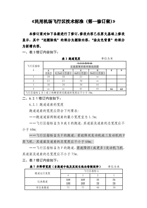 《民用机场飞行区技术标准(第一修订案)》