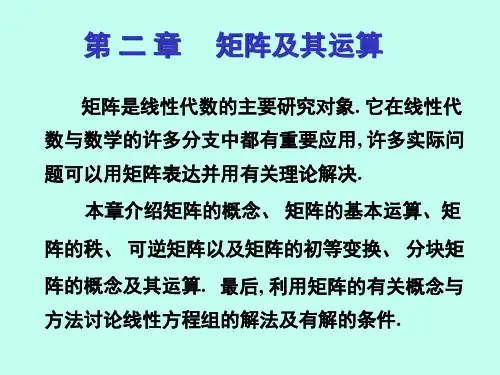 西安交大西工大 考研备考期末复习 线性代数 矩阵及其运算