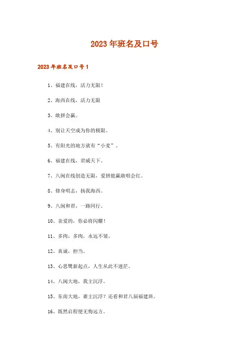 2023年班名及口号