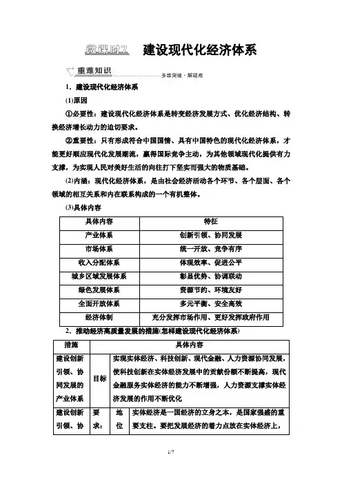 必修2 专题3 微课时7 建设现代化经济体系