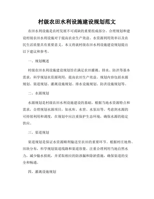 村级农田水利设施建设规划范文