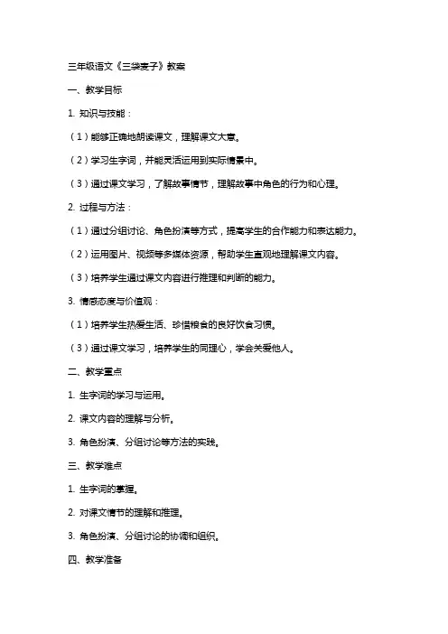 三年级语文《三袋麦子》教案