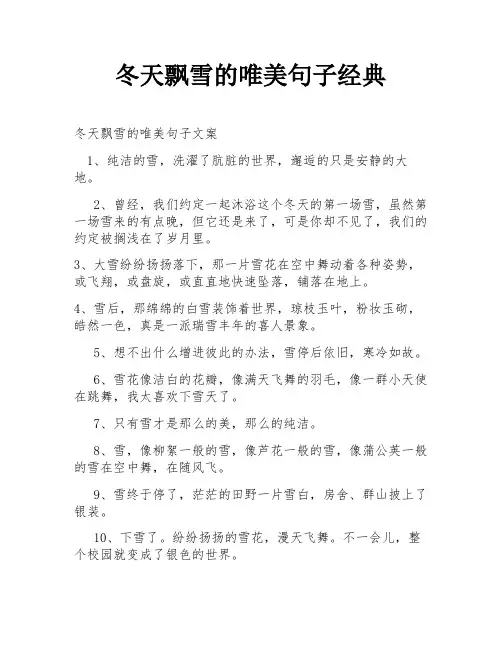冬天飘雪的唯美句子经典