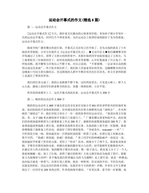 运动会开幕式的作文(精选6篇)