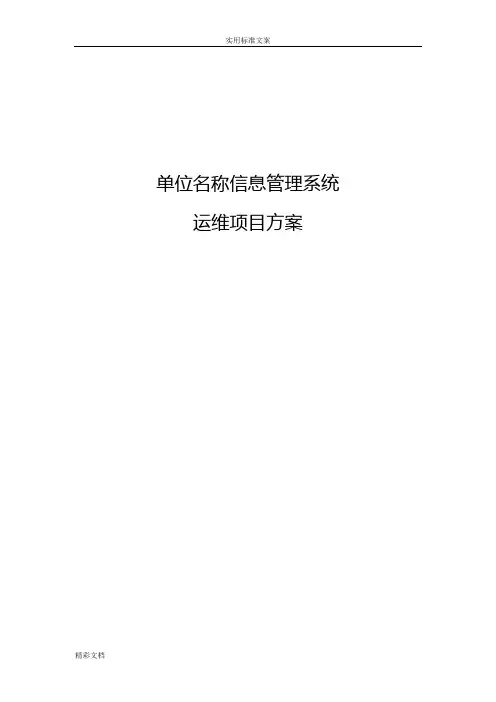 系统维护方案设计设计