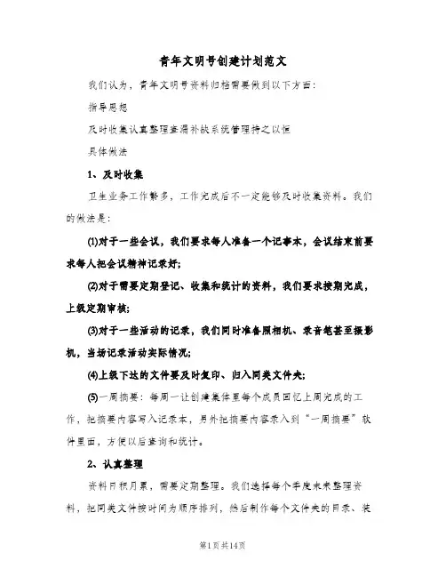 青年文明号创建计划范文(五篇)