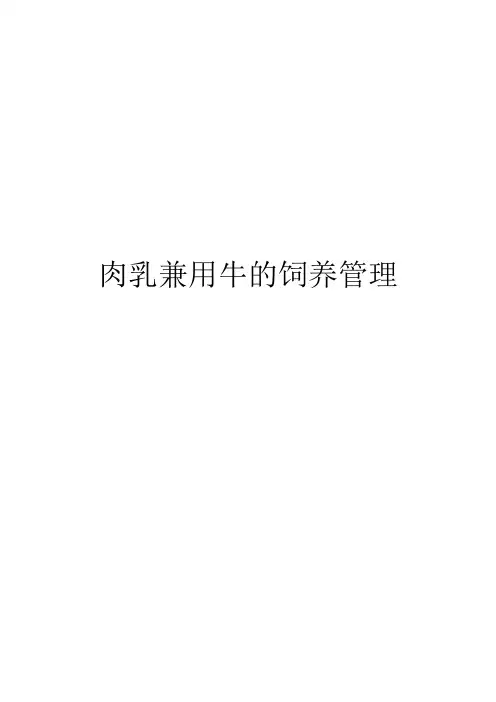 肉乳兼用牛的饲养管理