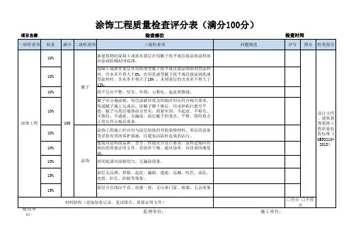 工程质量评分表(装修)