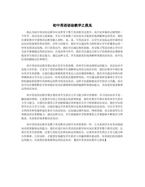 初中英语语法教学之我见