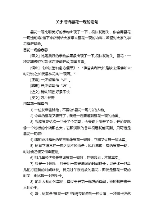 关于成语昙花一现的造句