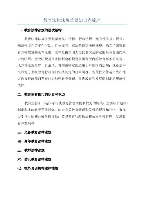 教育法律法规重要知识点梳理