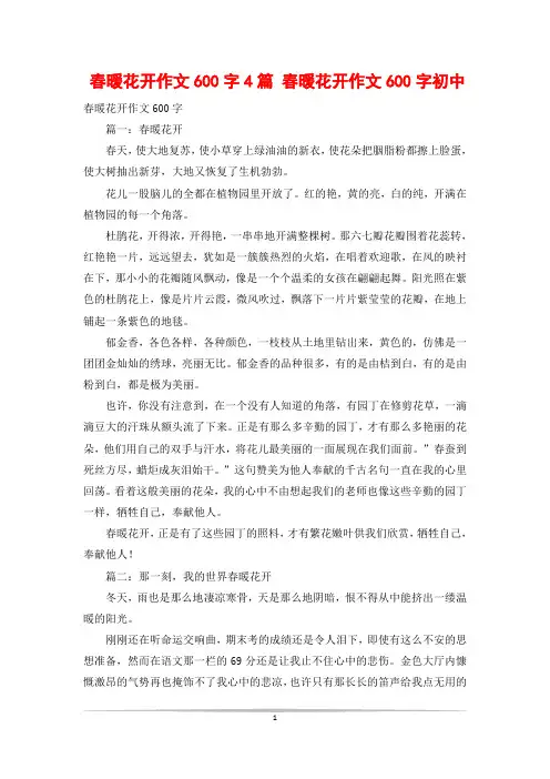 春暖花开作文600字4篇 春暖花开作文600字初中