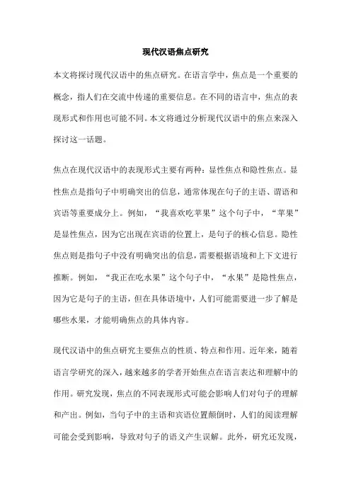 现代汉语焦点研究