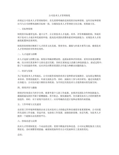 公司技术人才管理制度