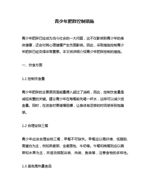 青少年肥胖控制措施