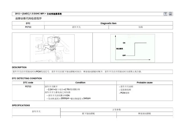 2012北京现代伊兰特自动变速器系统故障检修1