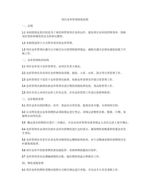 项目仓库管理制度流程