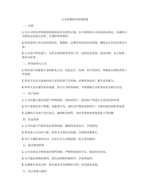 公司单独财务管理制度