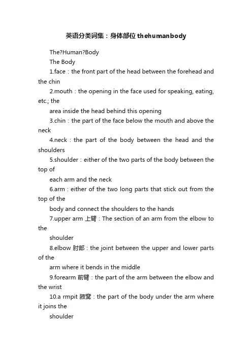 英语分类词集：身体部位thehumanbody