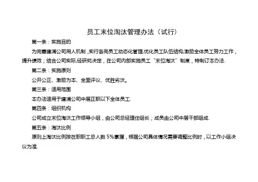 国企员工末位淘汰管理办法