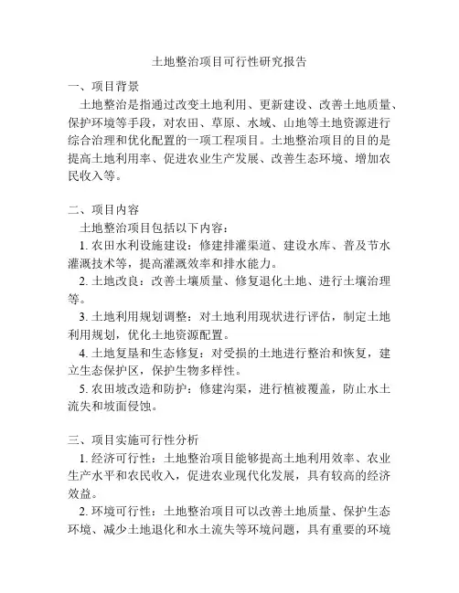 土地整治项目可行性研究报告