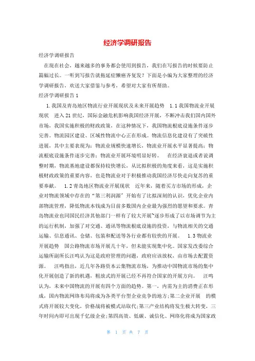 经济学调研报告