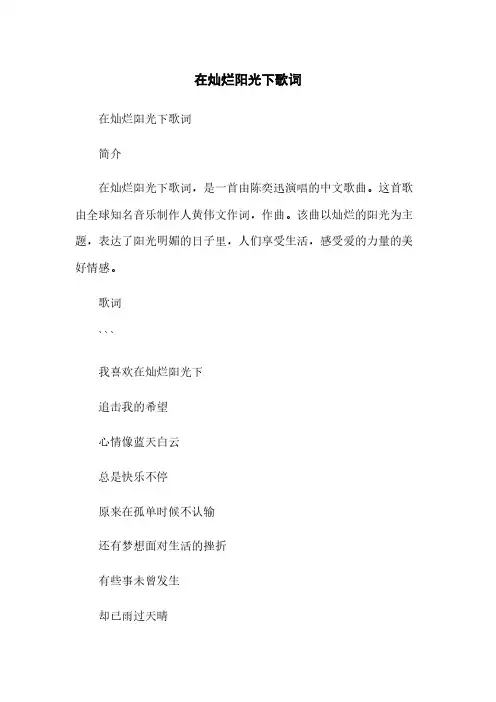 在灿烂阳光下歌词简版