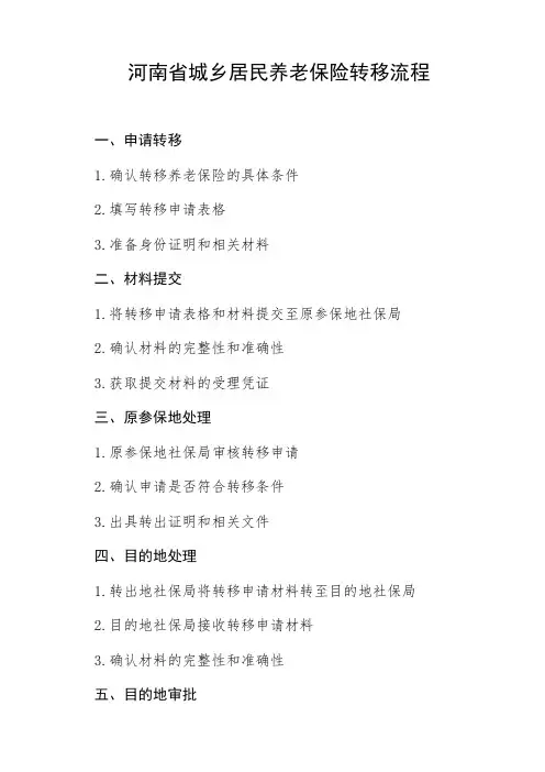 河南省城乡居民养老保险转移流程