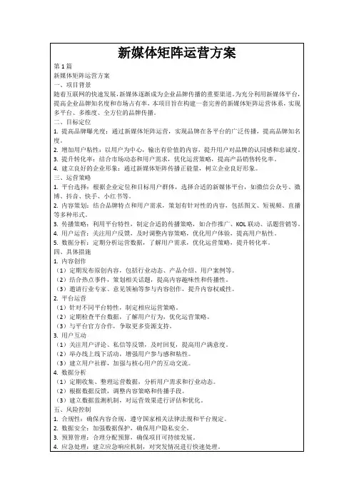 新媒体矩阵运营方案