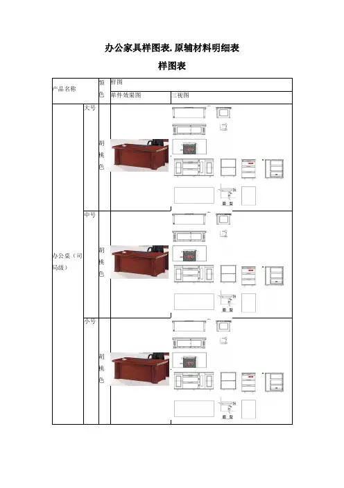 办公家具样图及原辅材料明细表