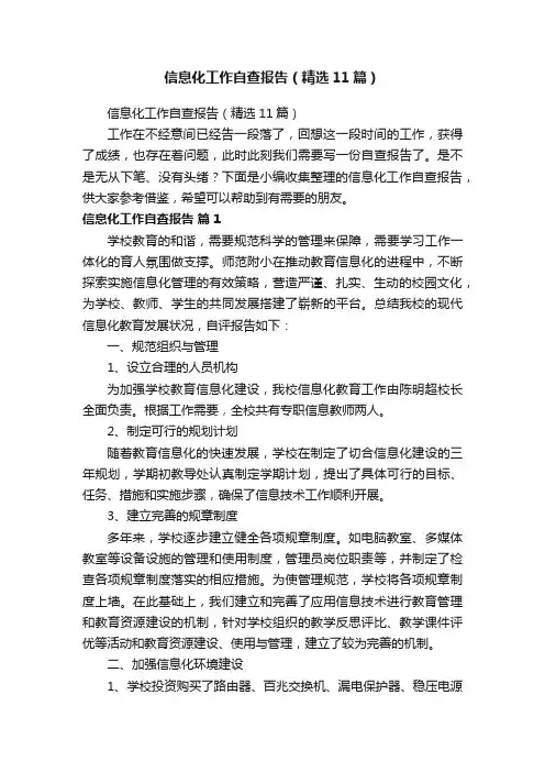 信息化工作自查报告（精选11篇）