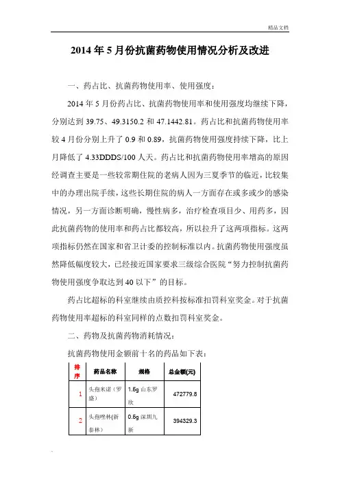 抗菌药物使用情况分析及改进