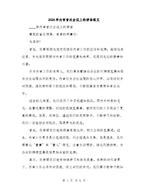 2024年内审首次会议上的讲话范文(三篇)