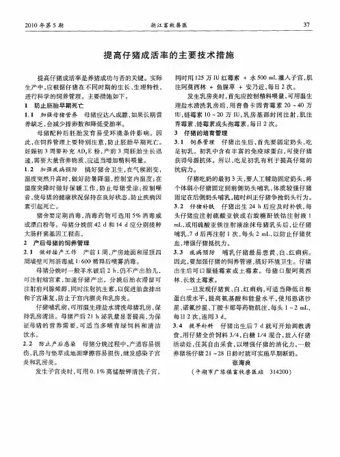 提高仔猪成活率的主要技术措施