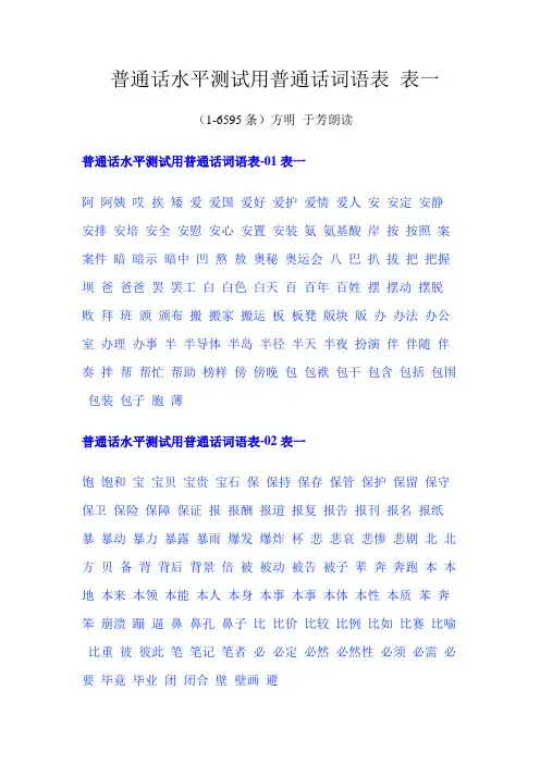 普通话水平测试用普通话词语表详