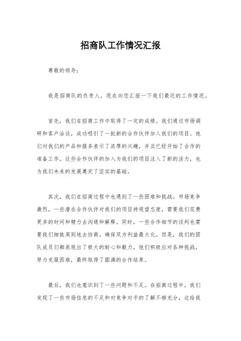 招商队工作情况汇报