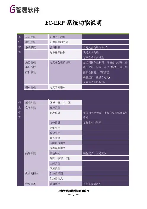 EC-ERP系统功能说明