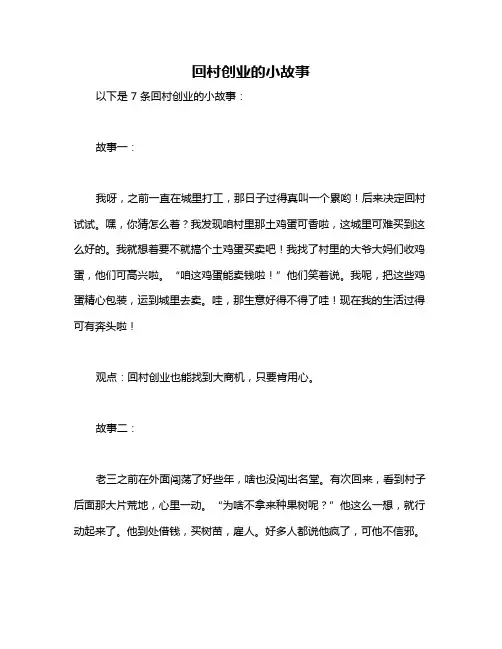 回村创业的小故事