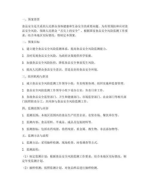 食品安全风险监测预案
