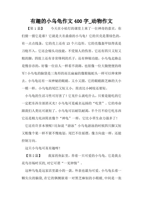 有趣的小乌龟作文400字_动物作文