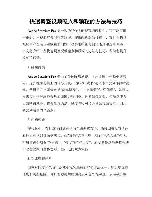 快速调整视频噪点和颗粒的方法与技巧