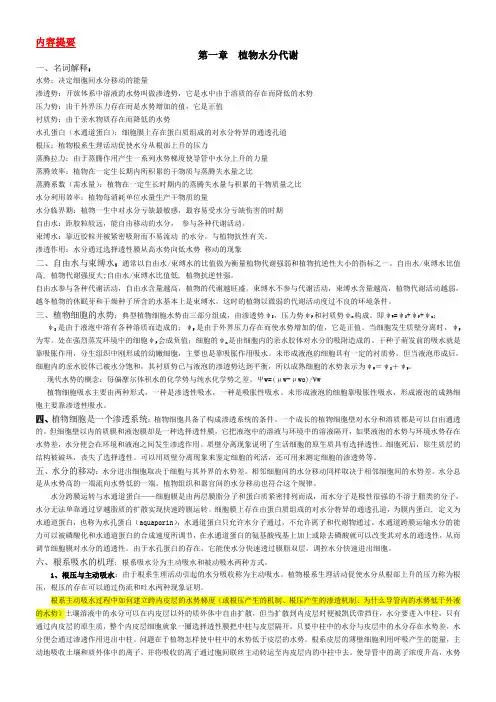 植物生理学复习重点整理-山东农业大学