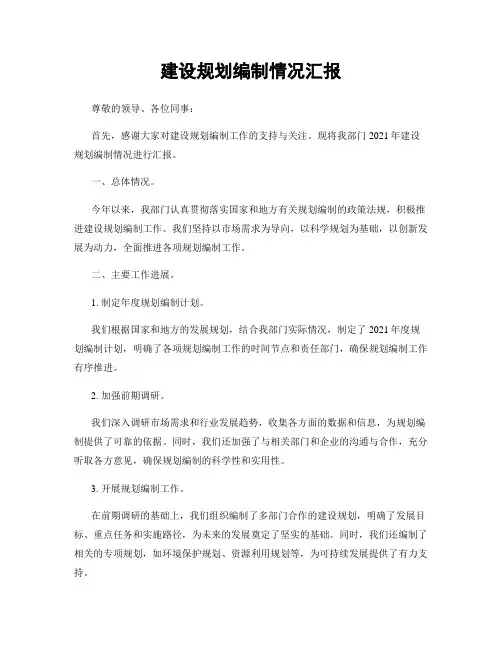 建设规划编制情况汇报